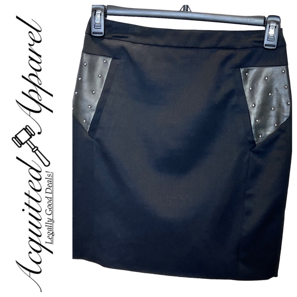 The Kooples Black Embellished Wool A-Line Skirt
